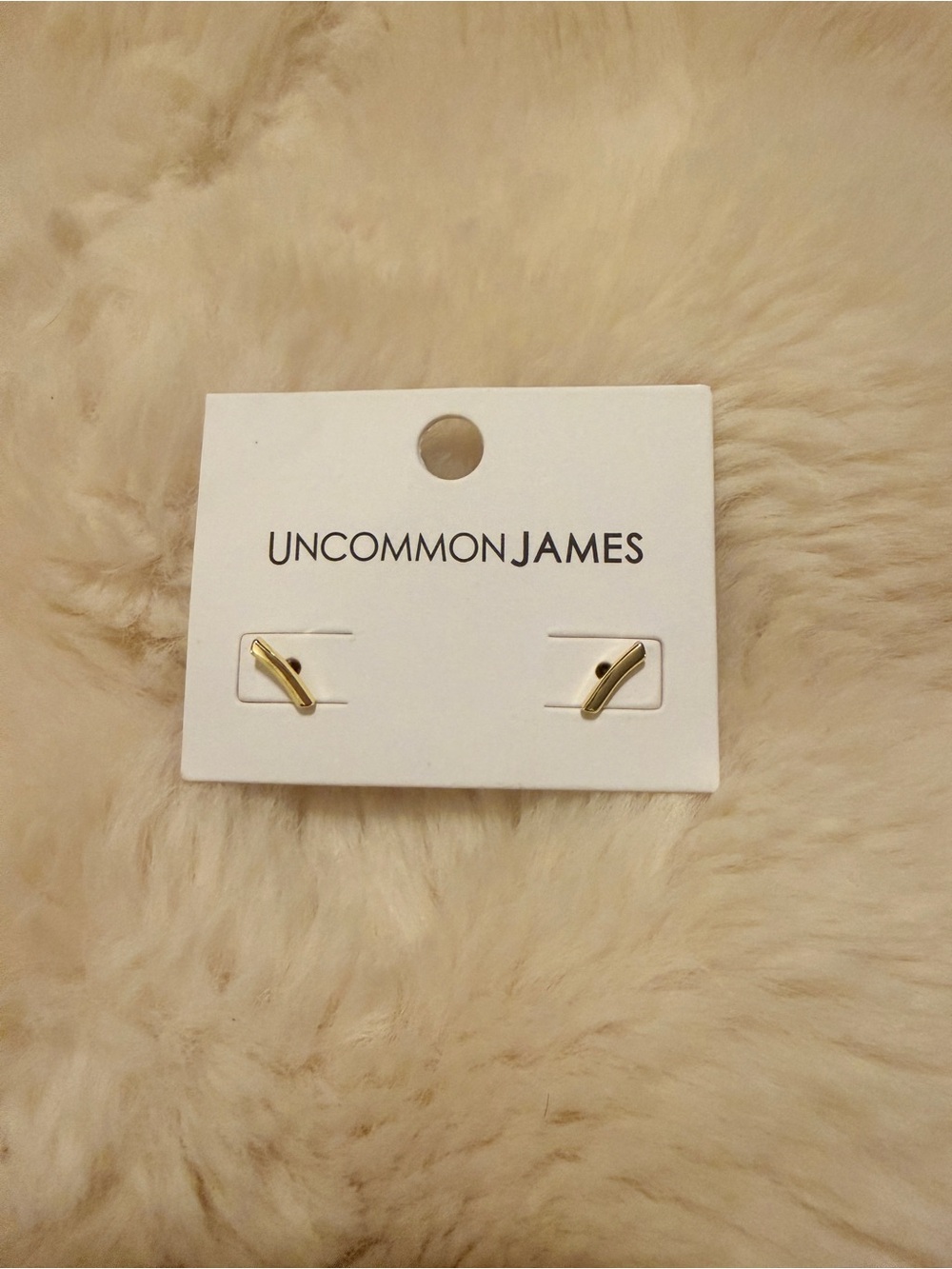 Uncommon James Gold Curved Bar Stud Earrings